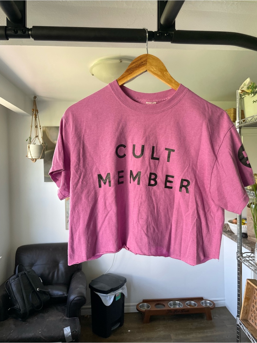 Pink 'Cult Member' Cropped Graphic Tee - Women's Top